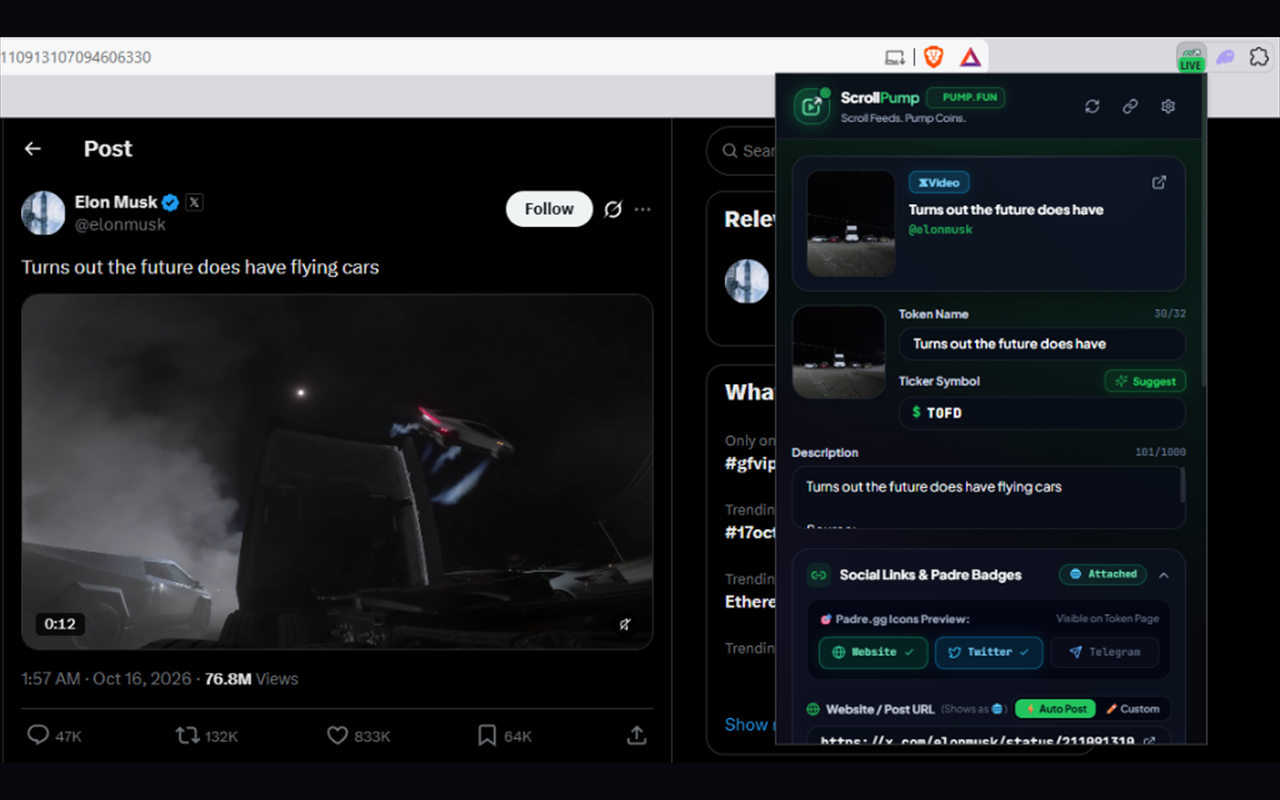 ScrollPump Interface on Social Feeds
